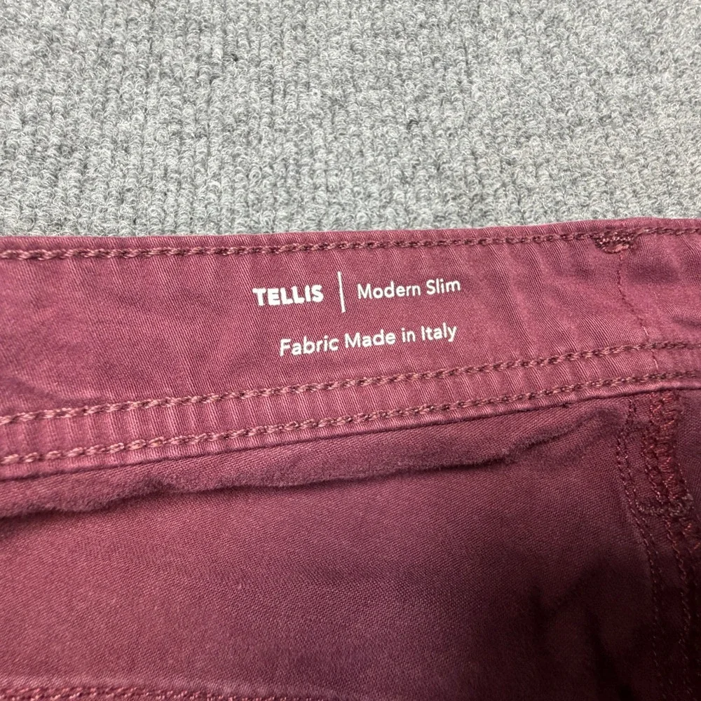 AG Tellis Modern Slim‎ Jeans Mens 36x34 Burgundy Italian Fabric Luxury Stretch